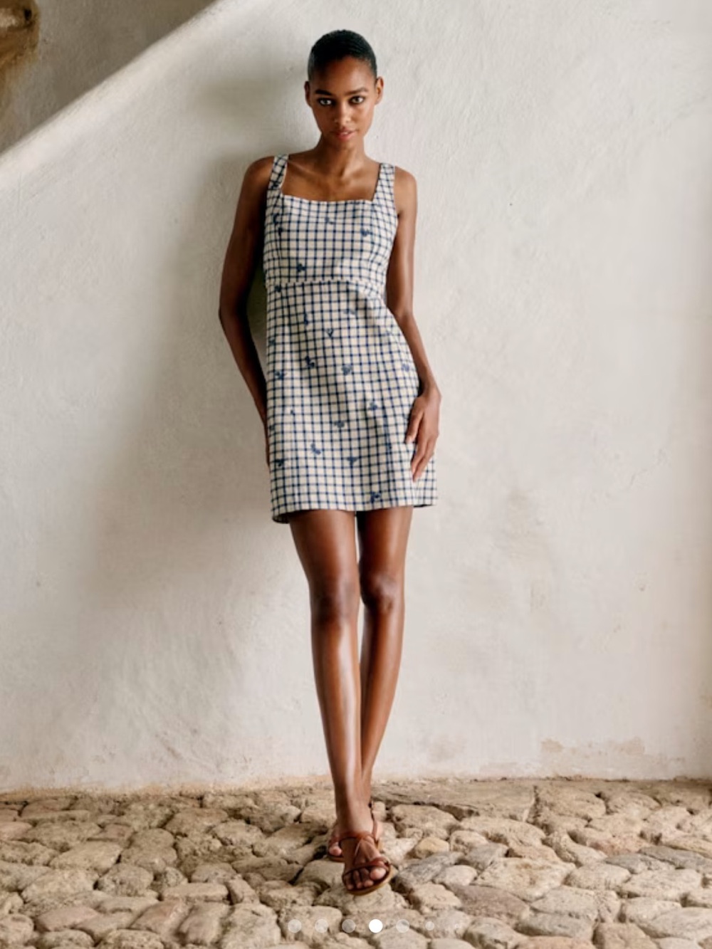 Sezane DOROTHE DRESS Sz 38 Embroidered Gingham